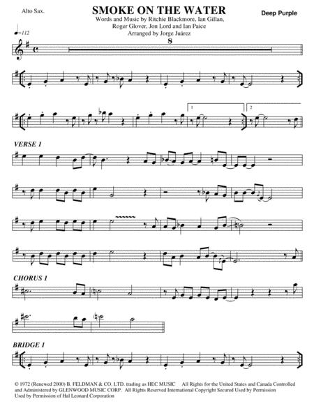 Smoke On The Water Alto Sax Sheet Music