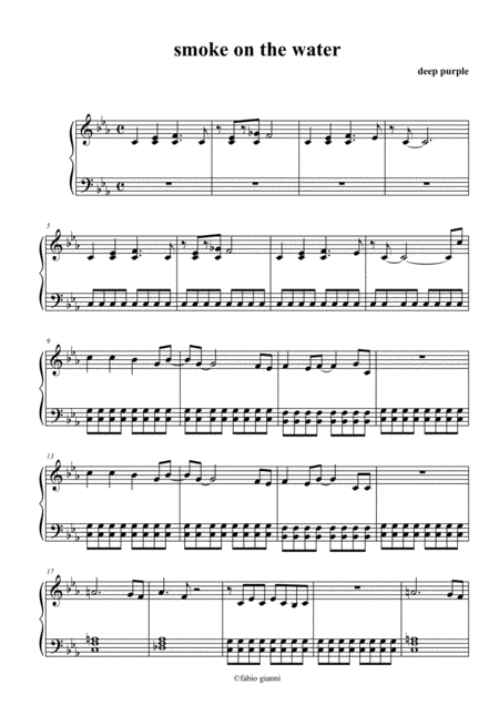 Smoke On The Water Easy Piano Sheet Music