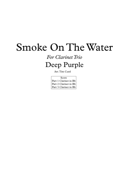 Free Sheet Music Smoke On The Water For Clarinet Trio