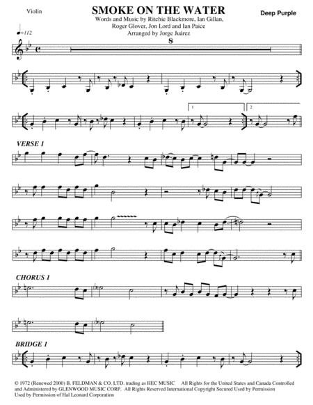 Smoke On The Water Violin Sheet Music