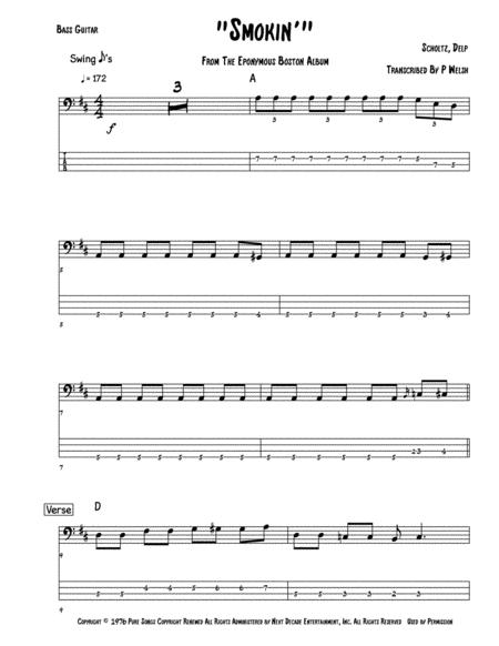 Smokin Bass Guitar Tab Sheet Music