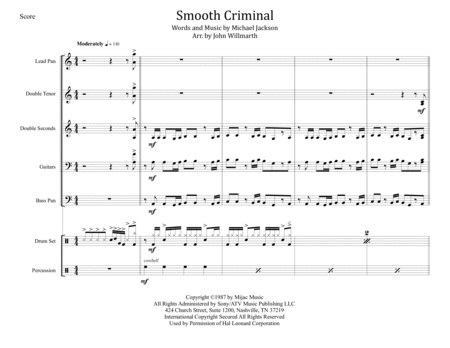 Smooth Criminal For Steel Band Sheet Music