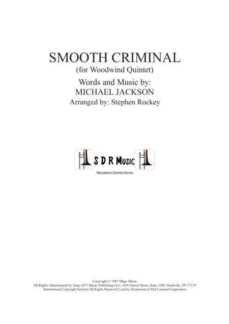 Free Sheet Music Smooth Criminal For Woodwind Quintet