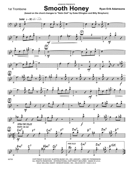 Smooth Honey Based On The Chord Changes To Satin Doll 1st Trombone Sheet Music