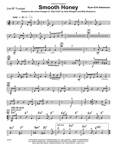 Smooth Honey Based On The Chord Changes To Satin Doll 2nd Bb Trumpet Sheet Music