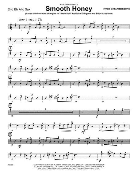 Smooth Honey Based On The Chord Changes To Satin Doll 2nd Eb Alto Saxophone Sheet Music