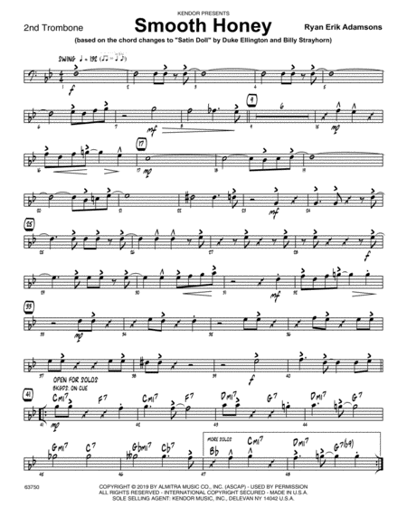 Smooth Honey Based On The Chord Changes To Satin Doll 2nd Trombone Sheet Music