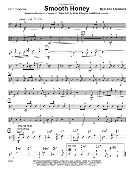 Smooth Honey Based On The Chord Changes To Satin Doll 4th Trombone Sheet Music