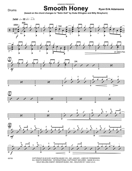 Smooth Honey Based On The Chord Changes To Satin Doll Drum Set Sheet Music