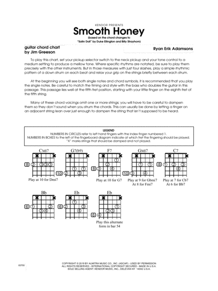 Smooth Honey Based On The Chord Changes To Satin Doll Guitar Chord Chart Sheet Music