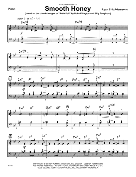 Free Sheet Music Smooth Honey Based On The Chord Changes To Satin Doll Piano