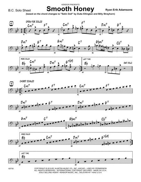 Smooth Honey Based On The Chord Changes To Satin Doll Sample Solo Bass Clef Instr Sheet Music