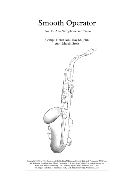 Smooth Operator For Alto Saxophone And Piano Sheet Music