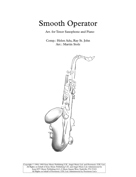 Smooth Operator For Tenor Saxophone And Piano Sheet Music