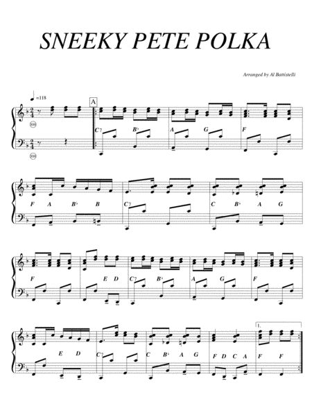 Free Sheet Music Sneeky Pete Polka