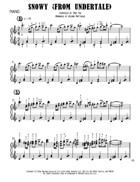 Snowy From Undertale Solo Piano Sheet Music