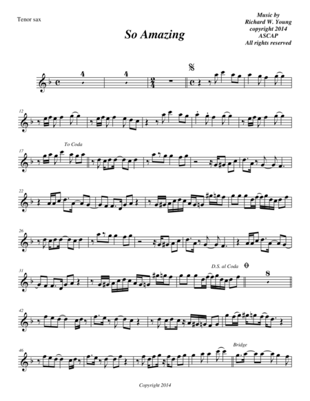 Free Sheet Music So Amazing Tenor Sax