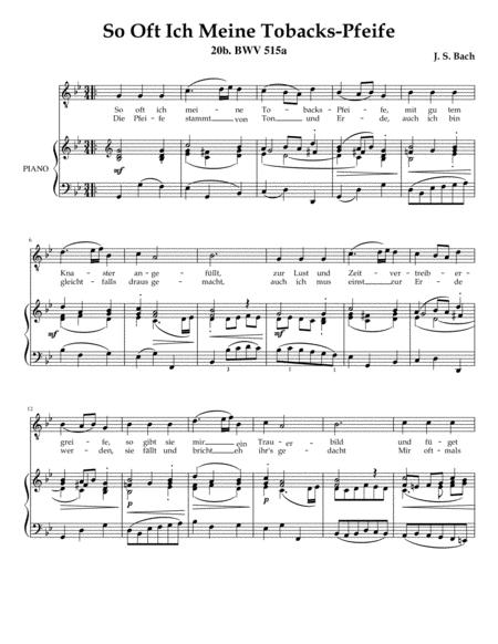 So Oft Ich Miene Tobackspfiefe Bwv 515 Sheet Music