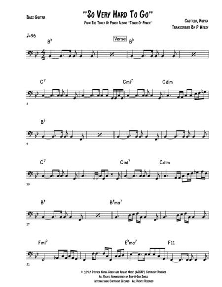 So Very Hard To Go Bass Guitar Tab Sheet Music