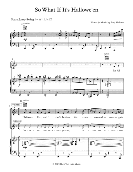 Free Sheet Music So What If Its Hallowe En