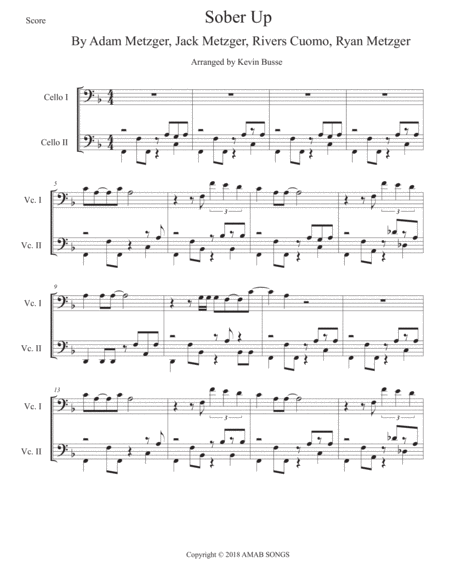 Sober Up Cello Duet Sheet Music