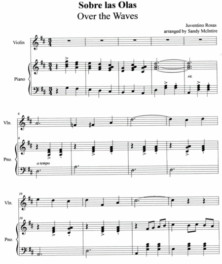 Free Sheet Music Sobre Las Olas