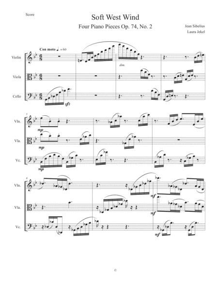 Soft West Wind For String Trio By Sibelius Sheet Music