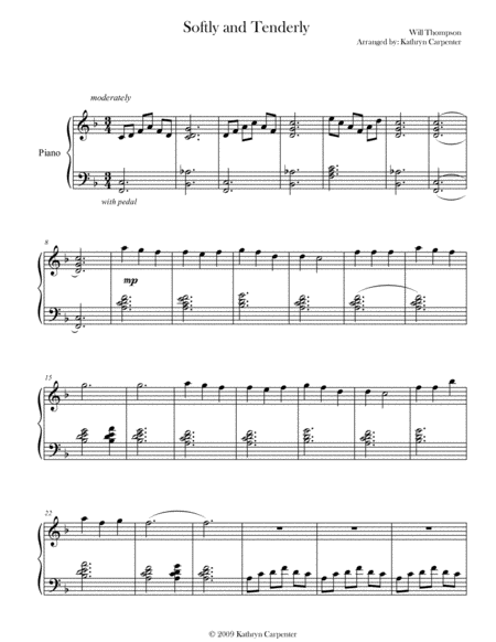 Softly And Tenderly Piano Sheet Music