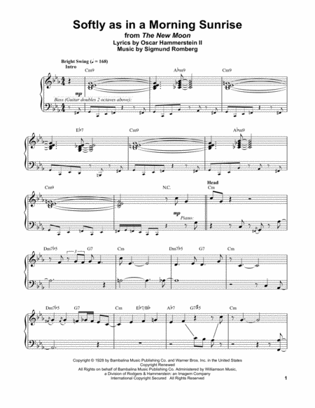 Free Sheet Music Softly As In A Morning Sunrise