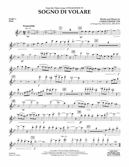 Sogno Di Volare From Civilization Vi Arr Michael Brown Pt 1 Flute Sheet Music