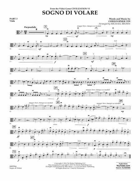 Free Sheet Music Sogno Di Volare From Civilization Vi Arr Michael Brown Pt 3 Viola