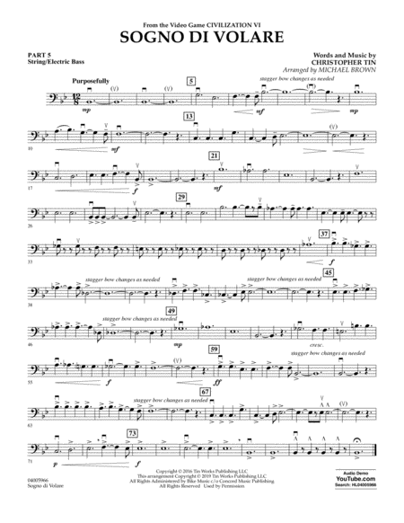 Sogno Di Volare From Civilization Vi Arr Michael Brown Pt 5 String Electric Bass Sheet Music