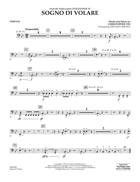 Free Sheet Music Sogno Di Volare From Civilization Vi Arr Michael Brown Timpani