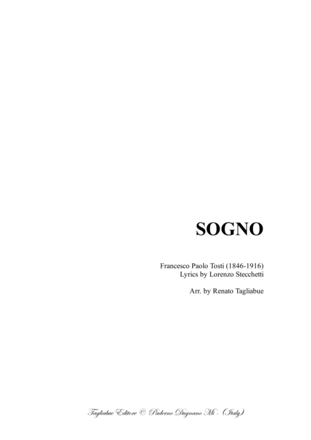 Free Sheet Music Sogno F P Tosti Arr For Soprano Or Tenor And Piano