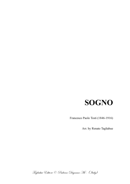 Sogno F P Tosti Arr For String Quartet With Parts Sheet Music