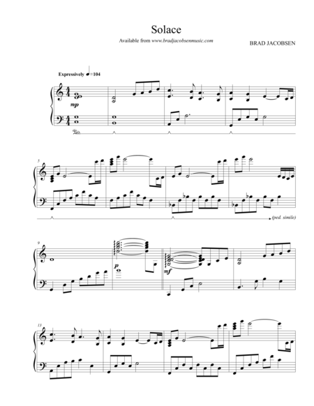 Solace By Brad Jacobsen Sheet Music