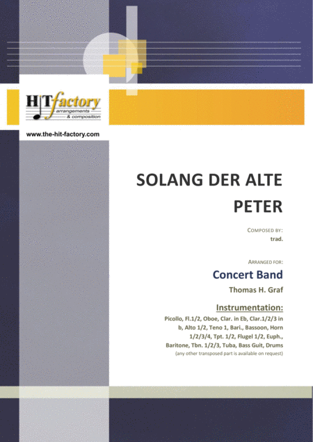 Solang Der Alte Peter Munich City Anthem Oktoberfest Concert Band Sheet Music