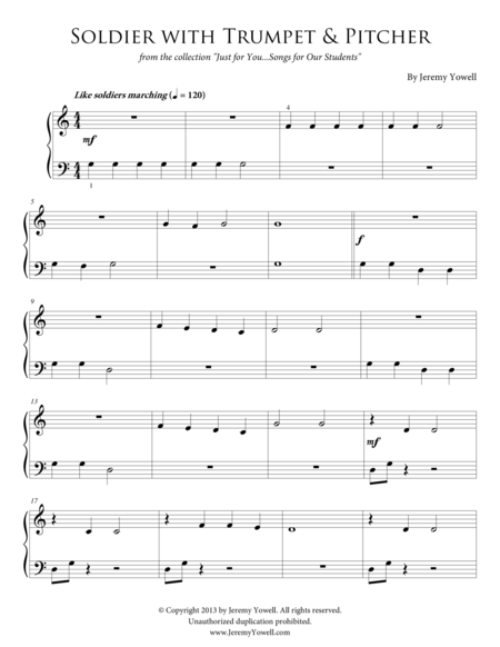 Free Sheet Music Soldier With Trumpet Pitcher