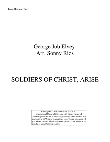 Free Sheet Music Soldiers Of Christ Arise