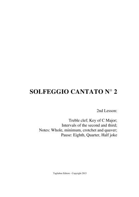 Solfeggio Cantato Exercise No 2 Sheet Music