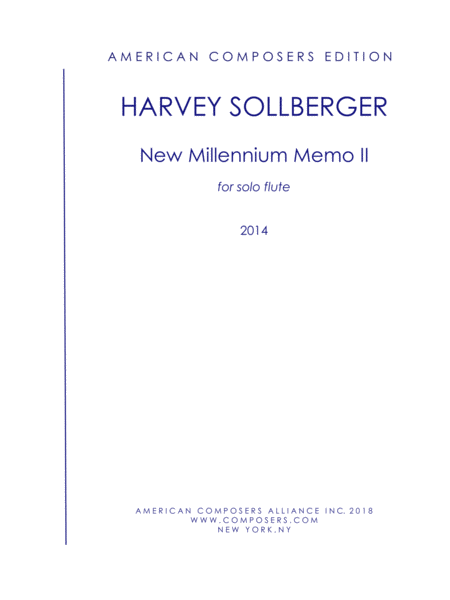 Sollberger New Millennium Memo Ii Sheet Music