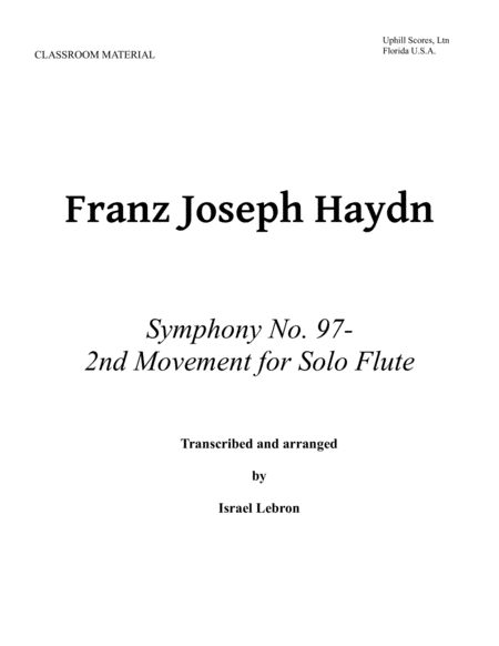 Solo Flute Symphony No 97 2nd Movement Sheet Music