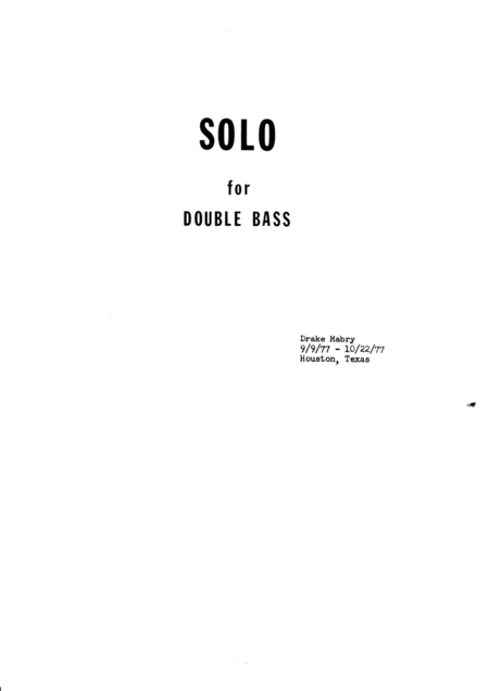 Solo For Double Bass Sheet Music