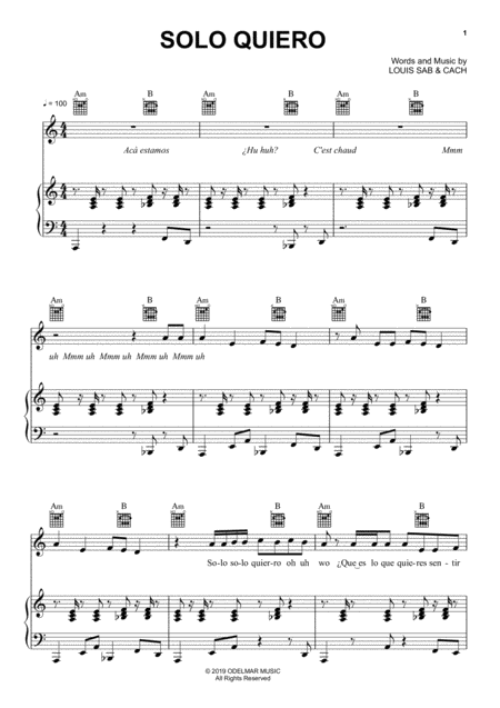 Solo Quiero Sheet Music