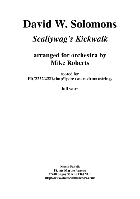 Free Sheet Music Solomons Roberts Scallywags Kickwalk For Orchestra Score Only