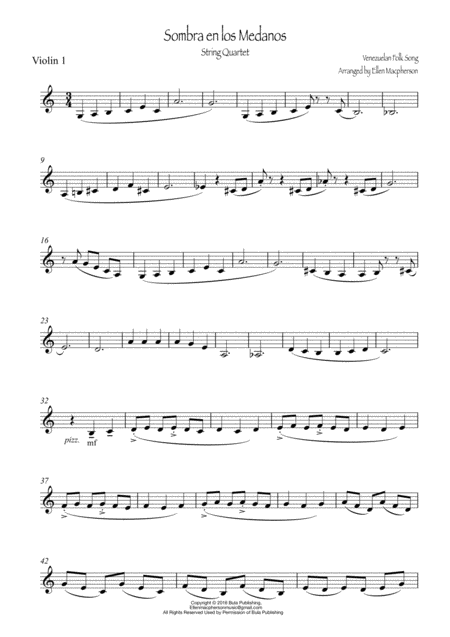 Sombra En Los Medanos Violin1 Sheet Music