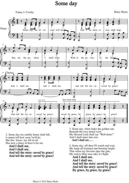 Free Sheet Music Some Day A New Tune To A Wonderful Fanny Crosby Hymn