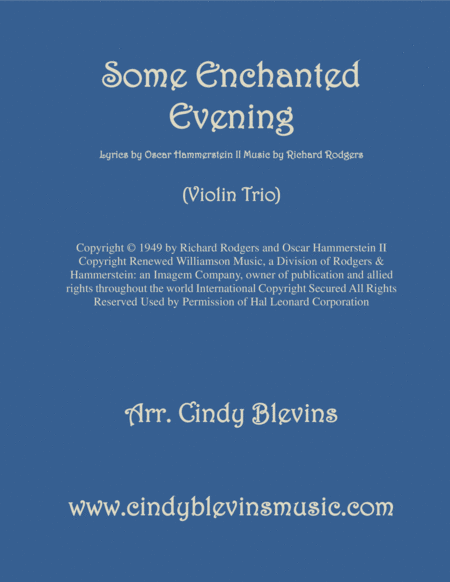 Some Enchanted Evening Arranged For Violin Trio Sheet Music