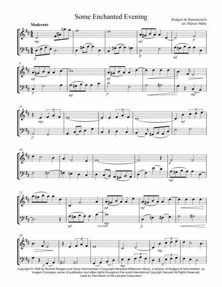 Some Enchanted Evening Violin Cello Duet Sheet Music