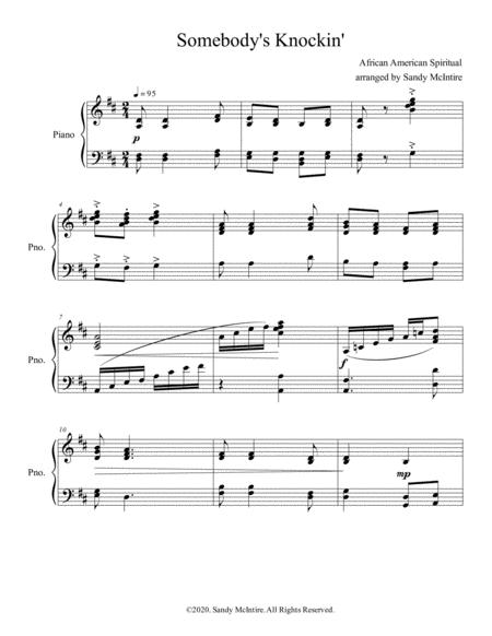 Free Sheet Music Somebody Knockin